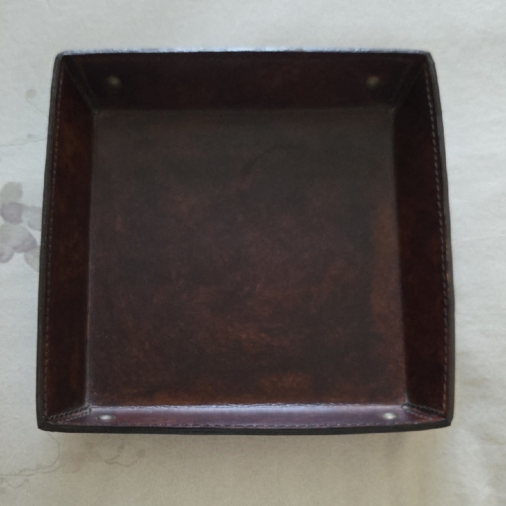 Crate&Barrell Brown Leather Tray
